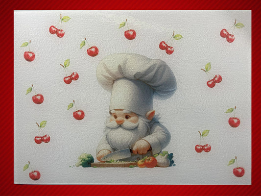 Chef Gnome with Cherries Large Cutting Board