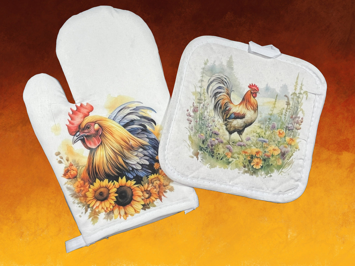 Rooster Oven Mitt Set