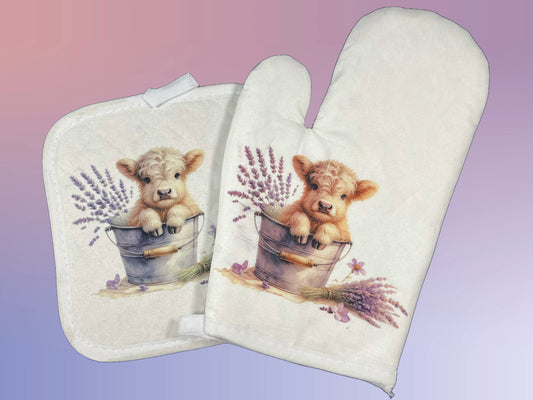 Highland Cow Oven Mitt  Set