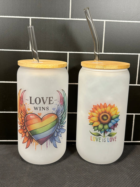 Gay Pride Frosted Glass Cups - Set of 2
